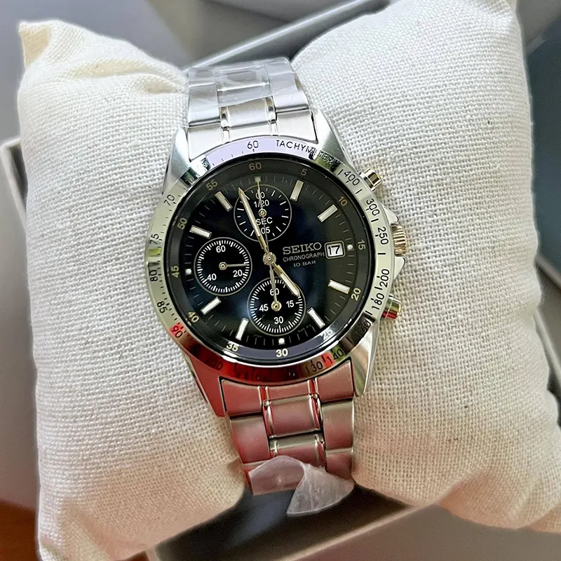 Seiko Spirit Chronograph Sporty Black Dial Men's Watch- SBTQ043